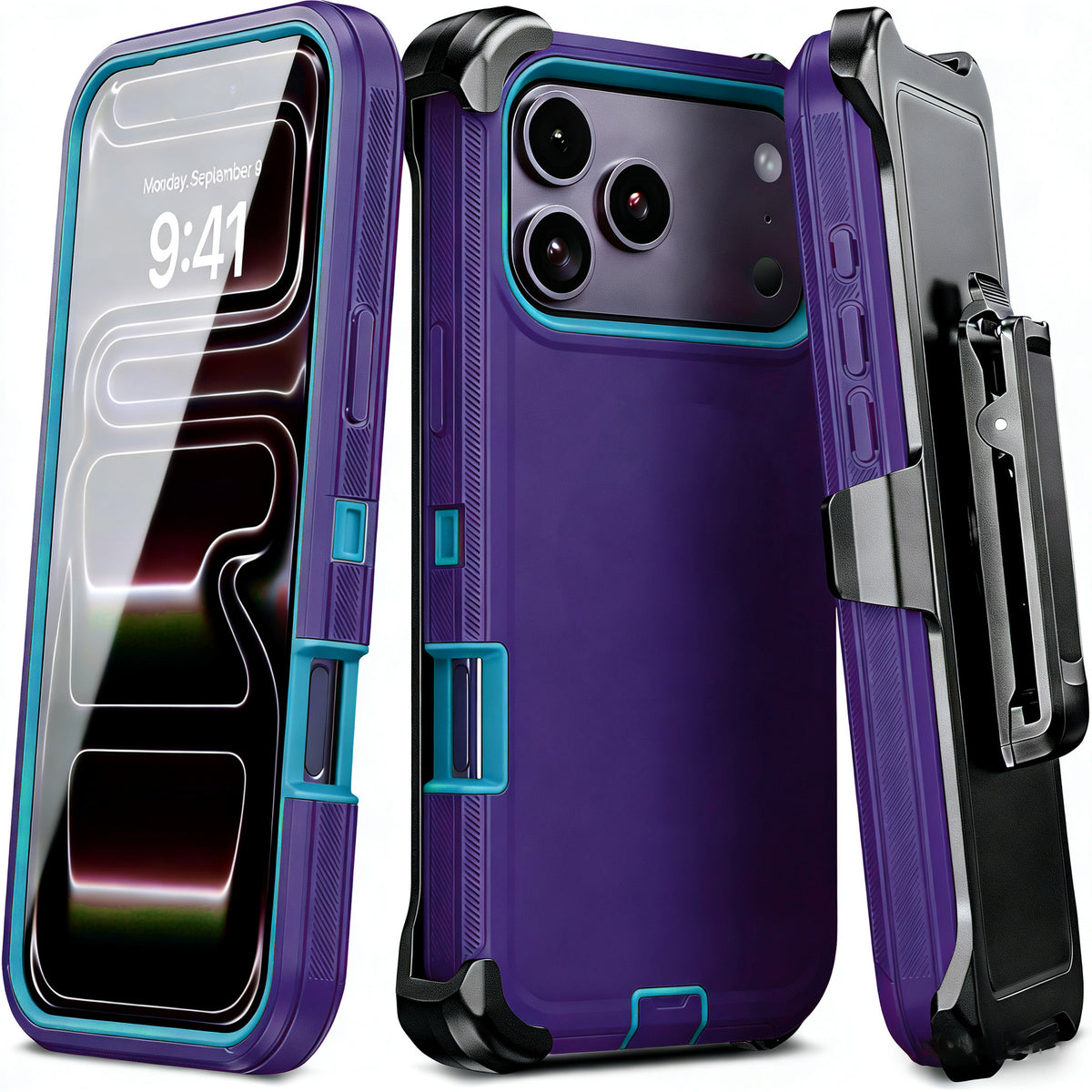 Solid-color rugged protective case with belt clip for iPhone