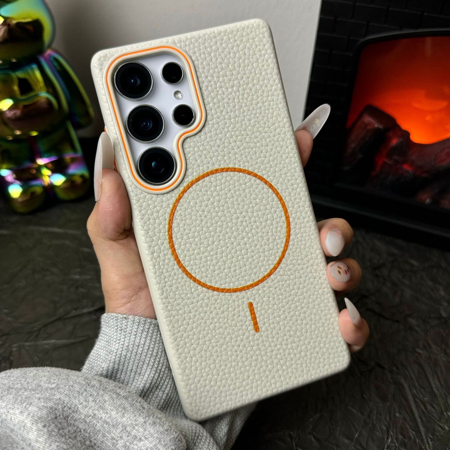 Litchi leather texture fine circle magnetic Samsung mobile phone case