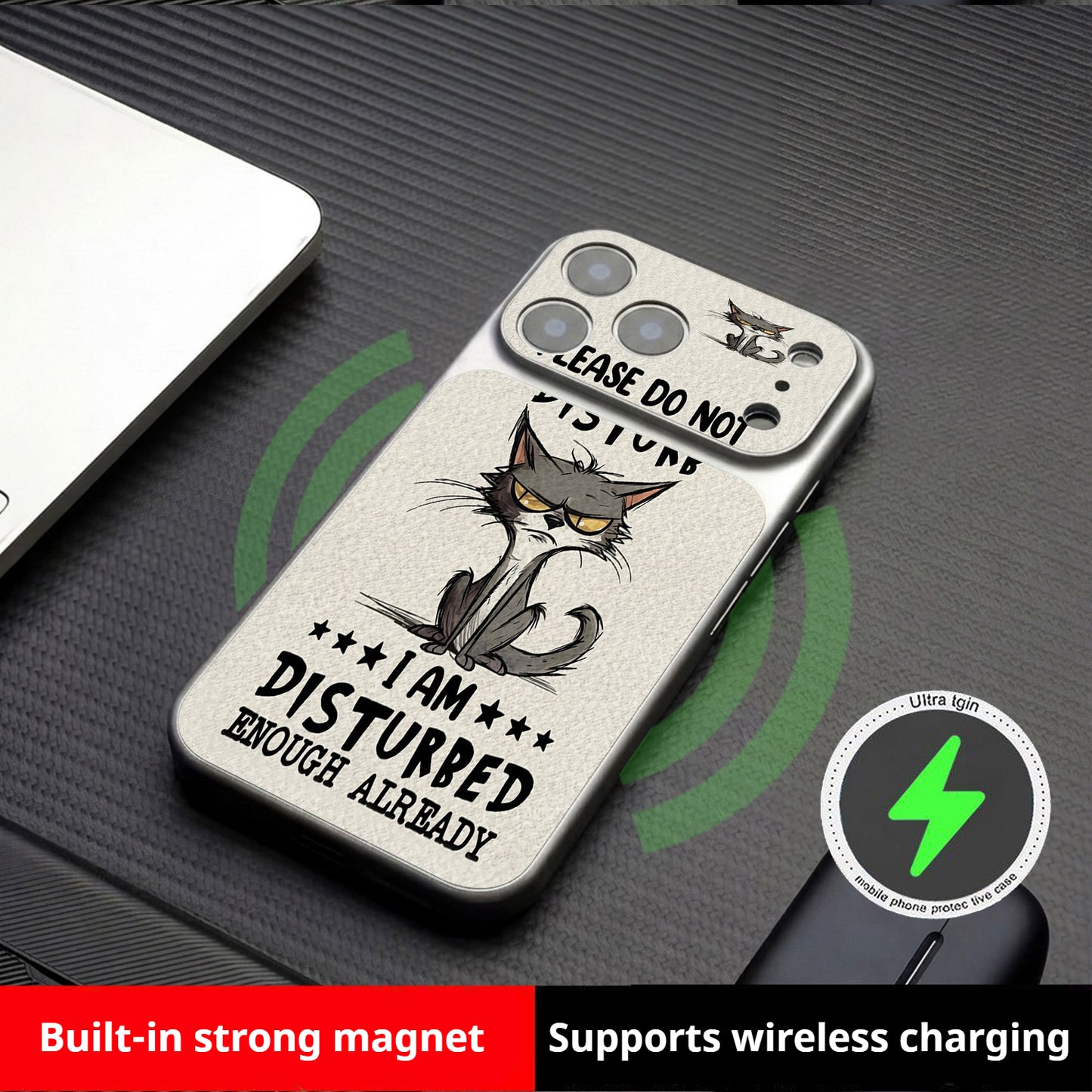 Cold-faced cat sticker magnetic Apple phone case