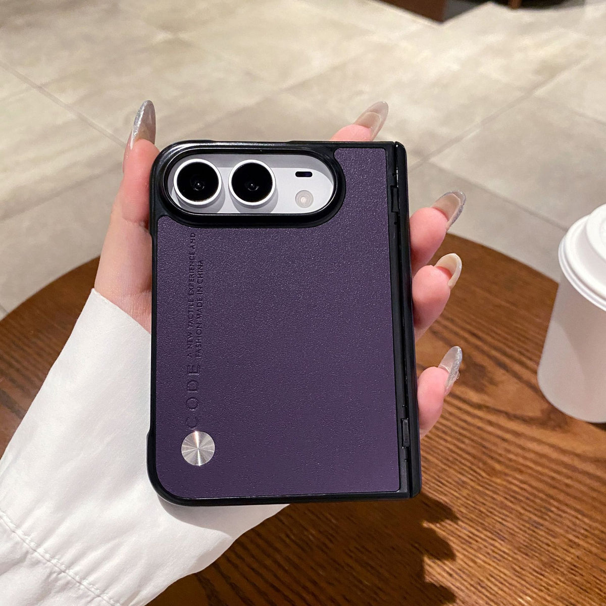 Solid-color vegan leather case for Apple Duo