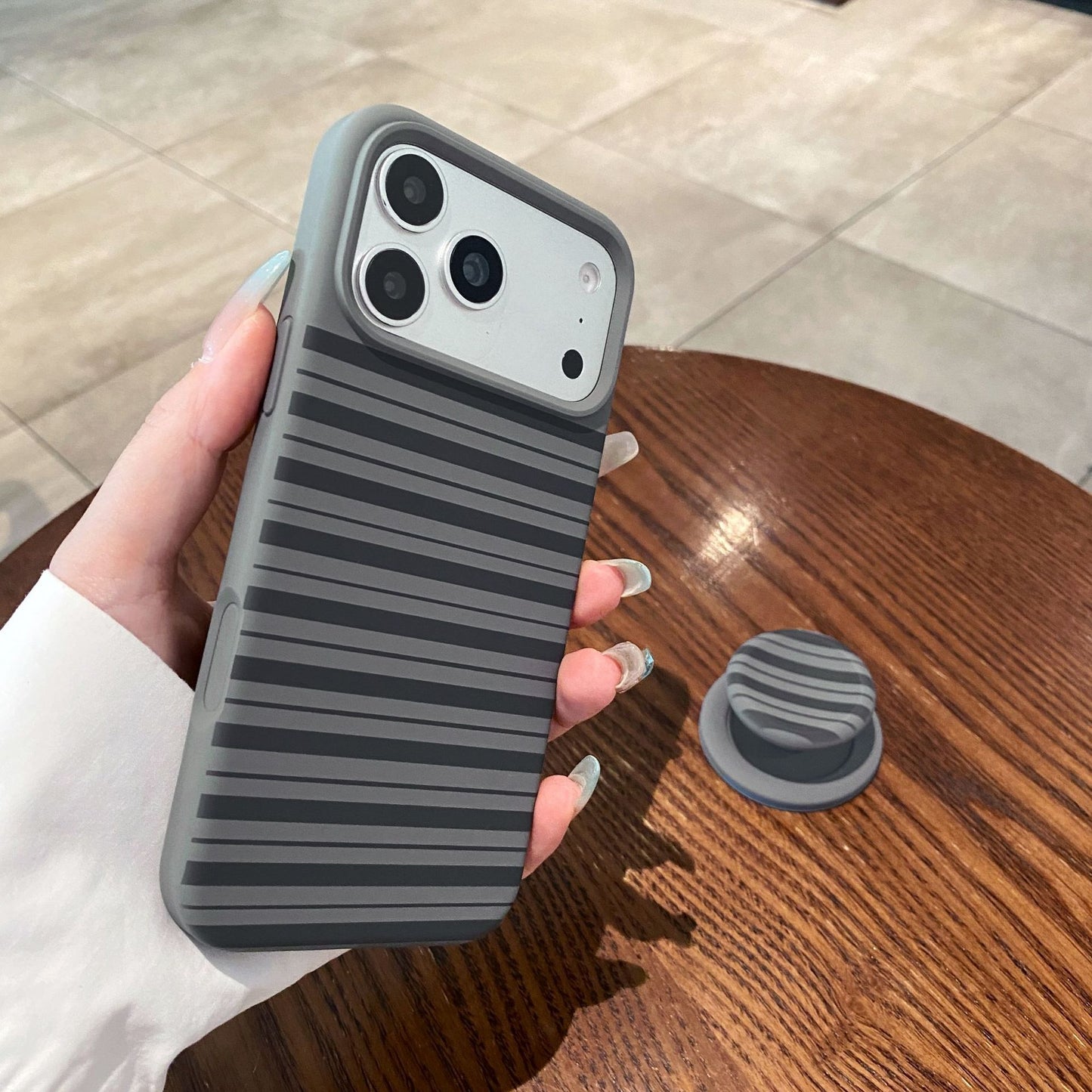 Stylish Striped Magnetic Silicone iPhone Case with Large Cutouts
