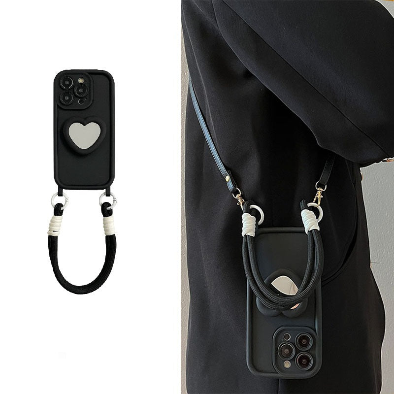 Heart-Mirror Stand Apple Phone Case