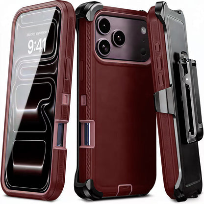 Solid-color rugged protective case with belt clip for iPhone