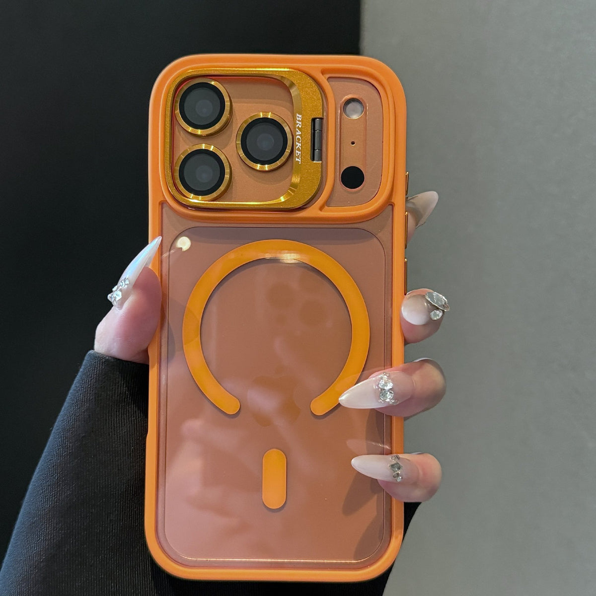 Transparent Matte Magnetic Lens-Holder iPhone Case