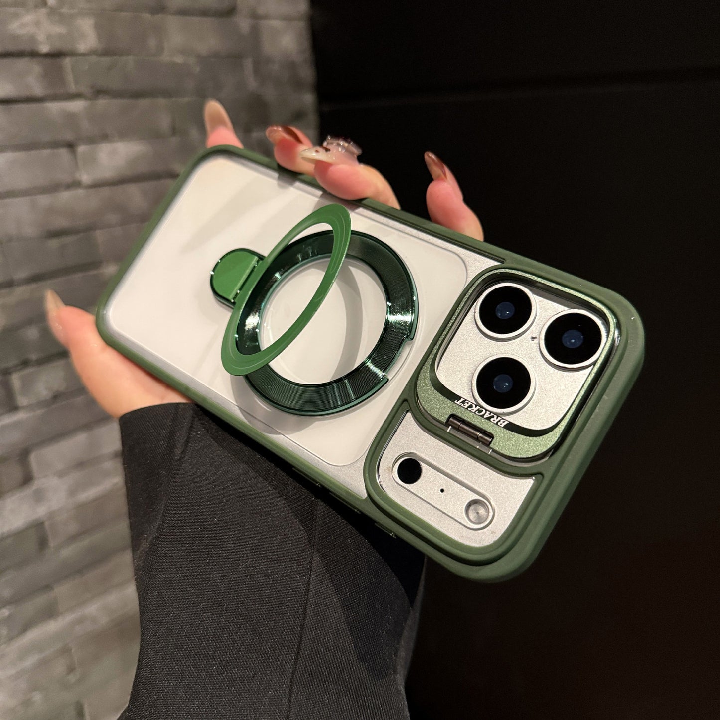 Magnetic Acrylic iPhone Case with Dual Lens Cover Brackets