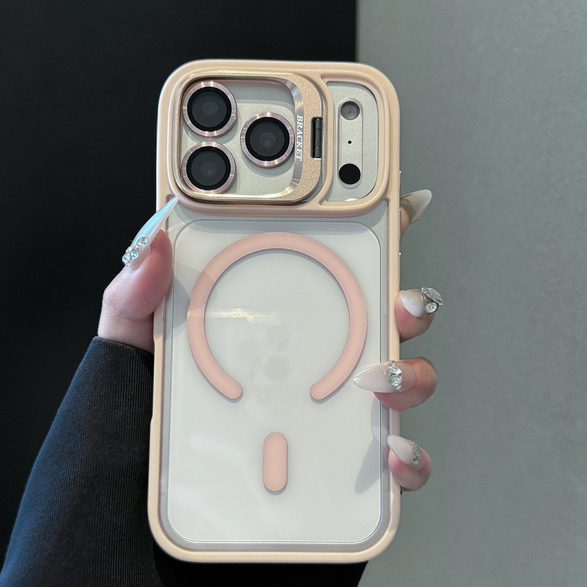 Transparent Matte Magnetic Lens-Holder iPhone Case