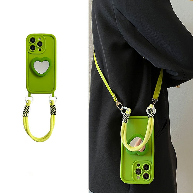Heart-Mirror Stand Apple Phone Case