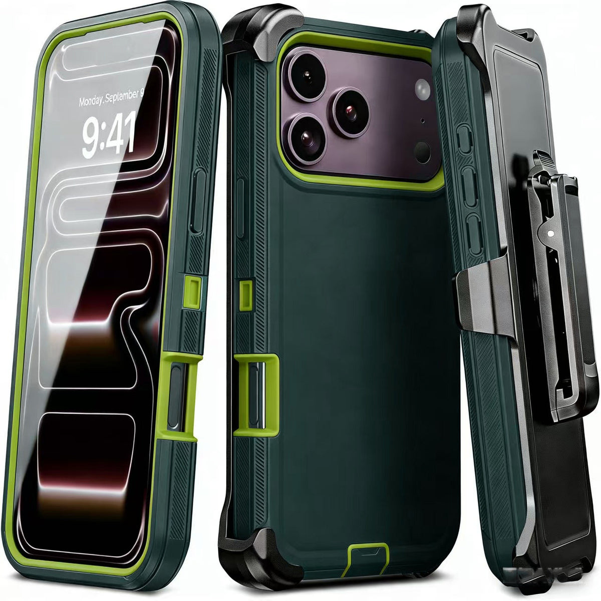 Solid-color rugged protective case with belt clip for iPhone