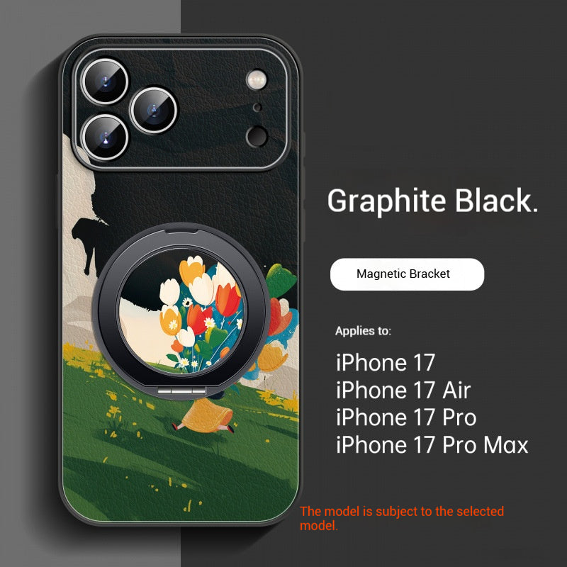 Bouquet Girl Lambskin Magnetic Stand Apple Phone Case