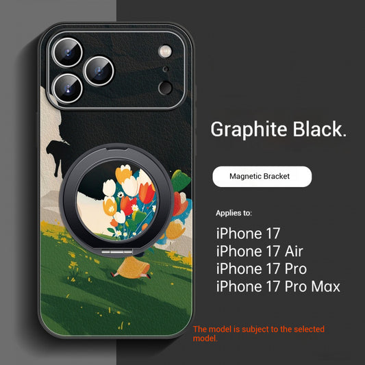 Bouquet Girl Lambskin Magnetic Stand Apple Phone Case