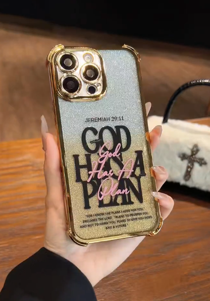 Glitter electroplated artistic text Apple phone case
