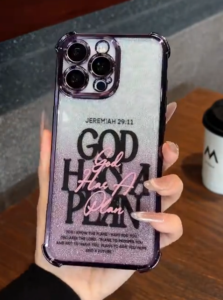 Glitter electroplated artistic text Apple phone case