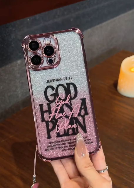 Glitter electroplated artistic text Apple phone case