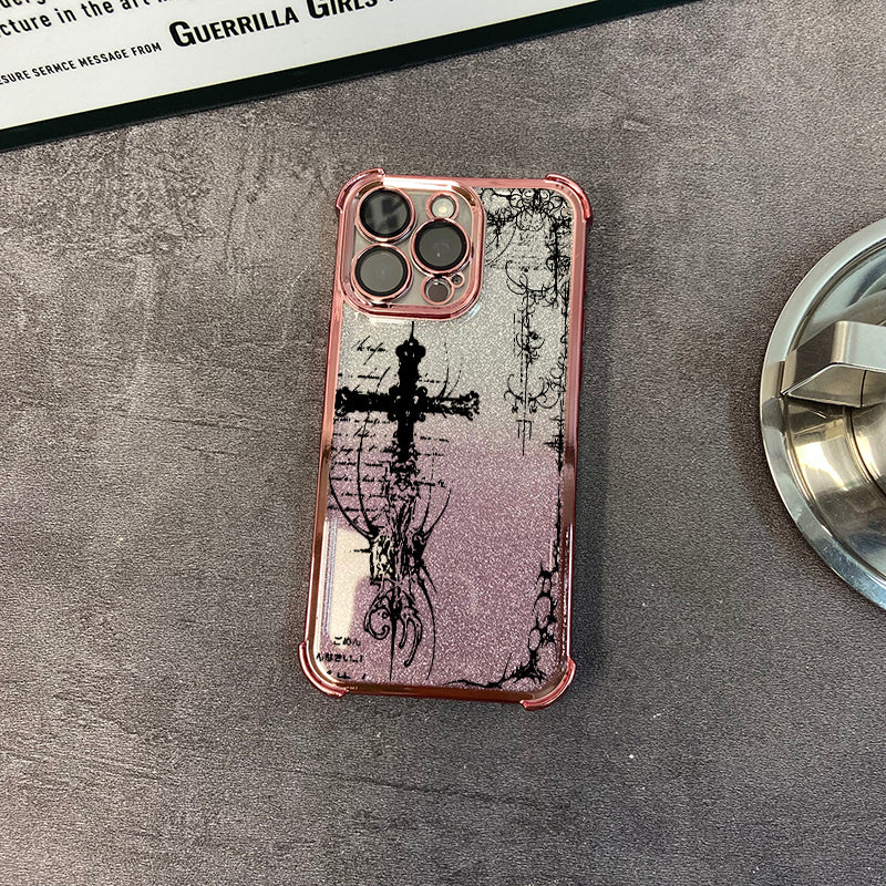 Glitter electroplated four-corner Apple phone case