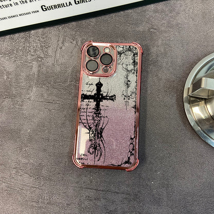 Glitter electroplated four-corner Apple phone case