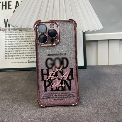 Glitter electroplated artistic text Apple phone case