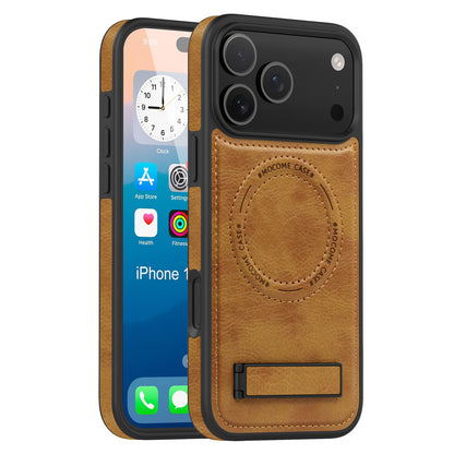 Leather magnetic stand crystal shield Apple phone case
