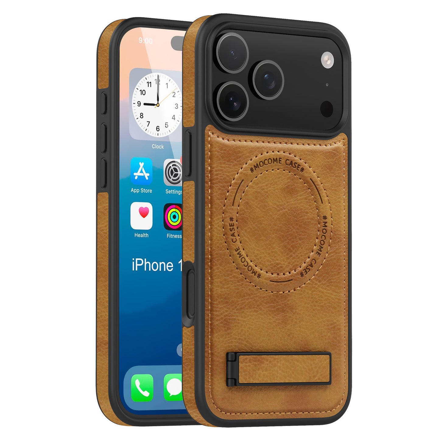 Leather magnetic stand crystal shield Apple phone case