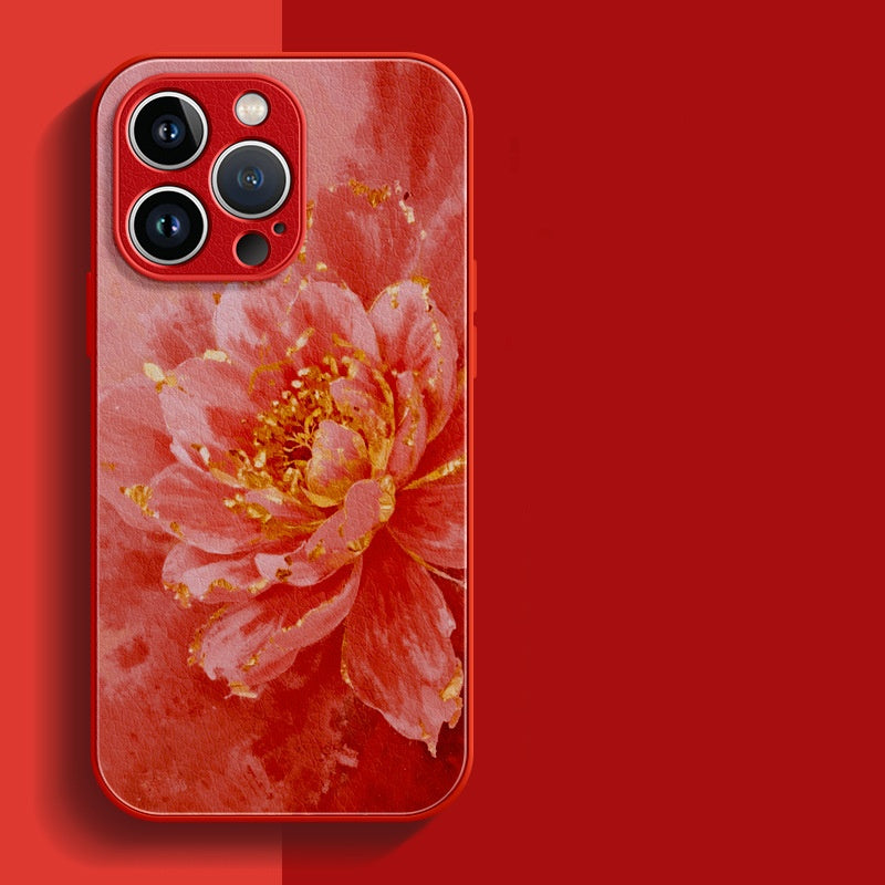 Painted Peony Apple Phone Case