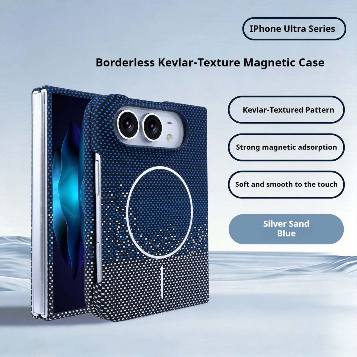 Frameless carbon fiber textured magnetic Apple phone case
