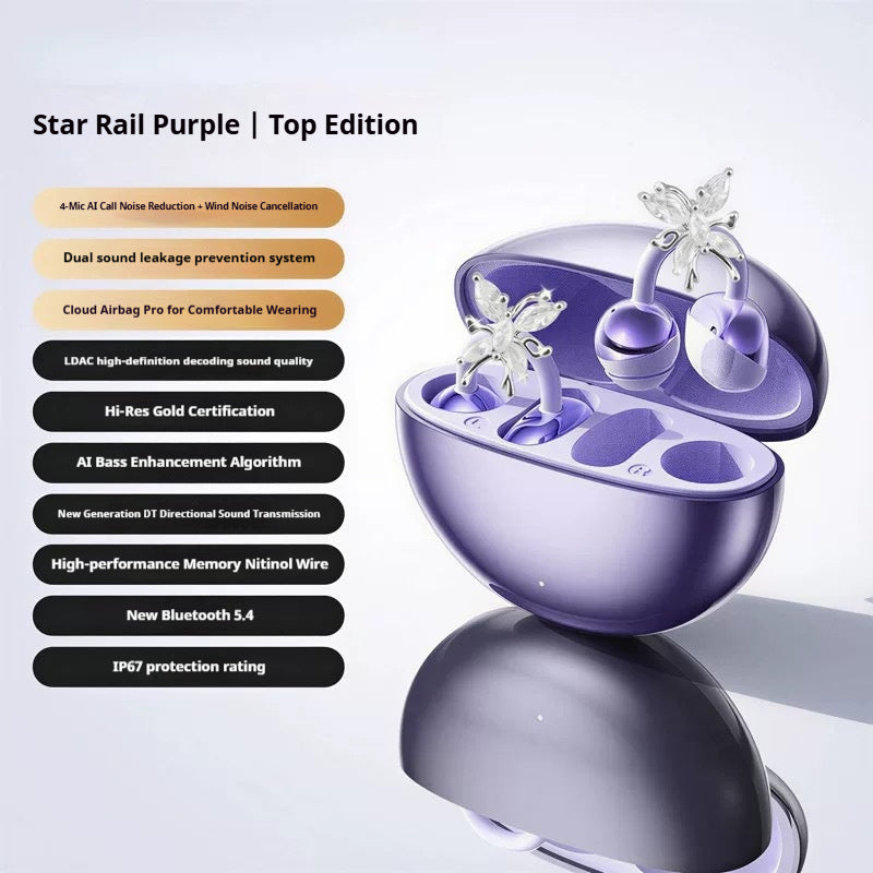 Wireless Bluetooth Earphones Sports Hanging Butterfly Earrings