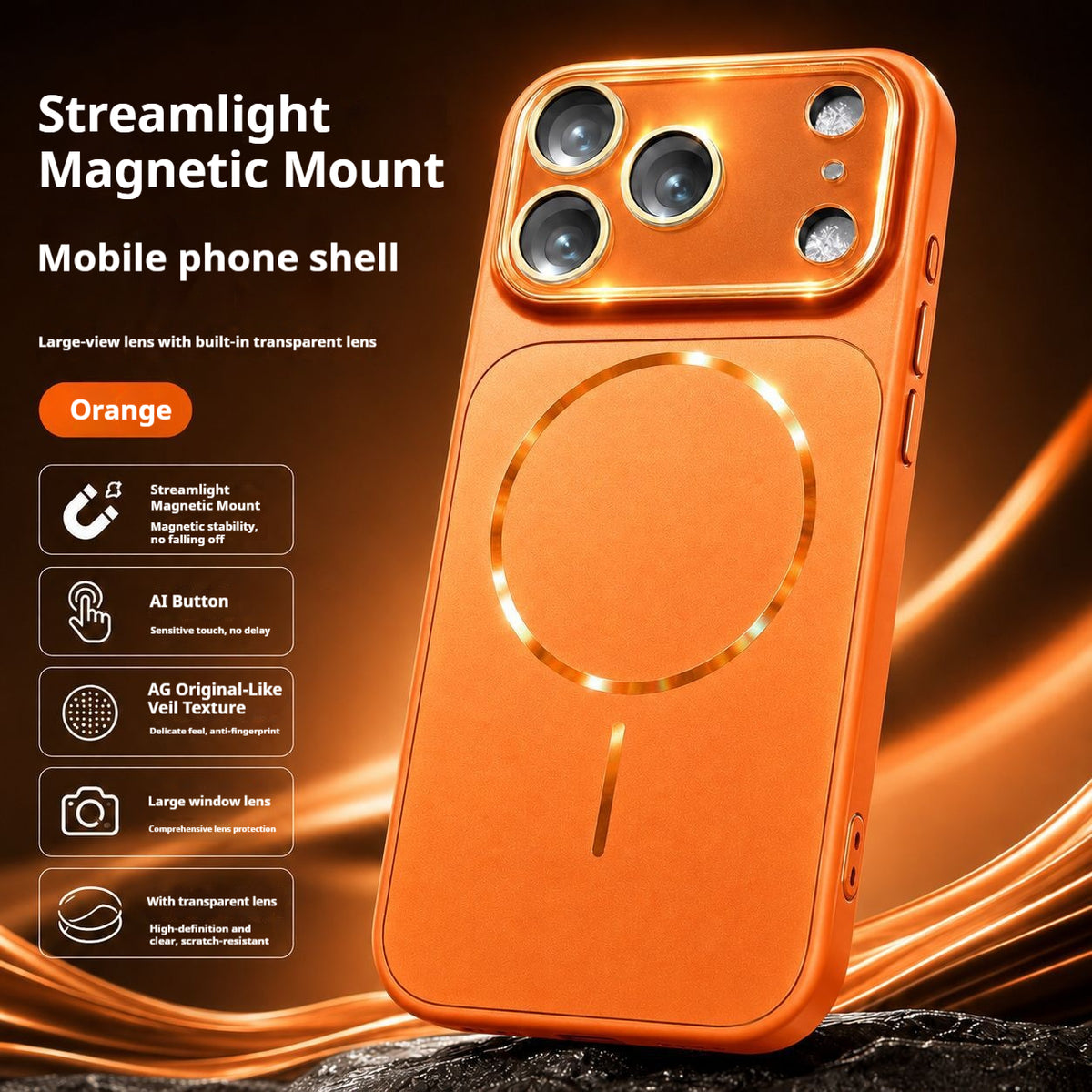 Flowing Light Magnetic Large Window Apple Phone Case
