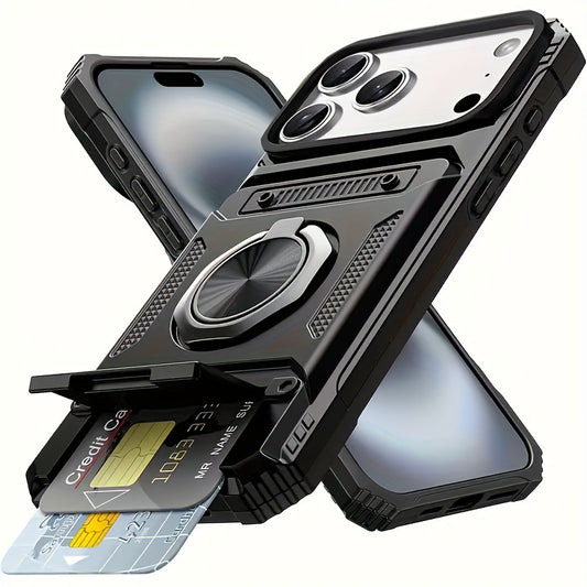 Cool Mecha 2-in-1 Card Holder Apple Phone Case