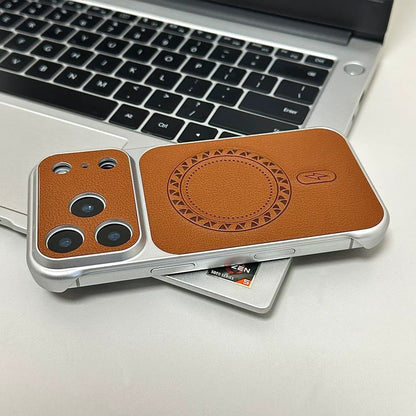 Lychee-patterned frameless magnetic Apple phone case