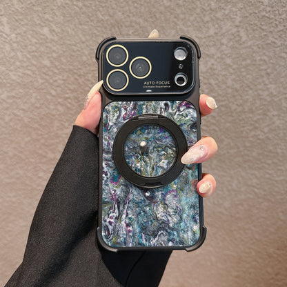 Shell-patterned rotating stand magnetic Apple phone case