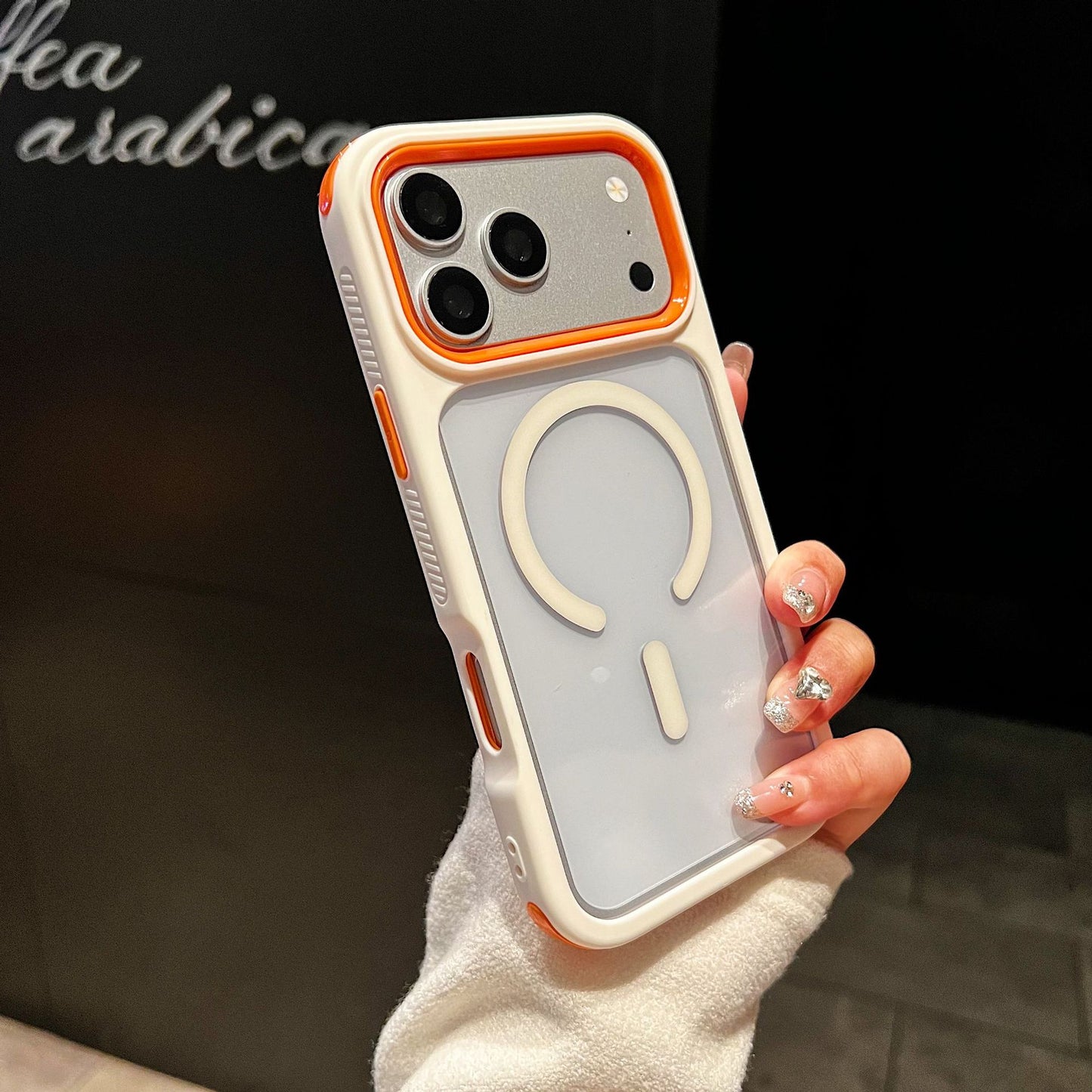High-transparency magnetic color-blocking 3-in-1 Apple phone case