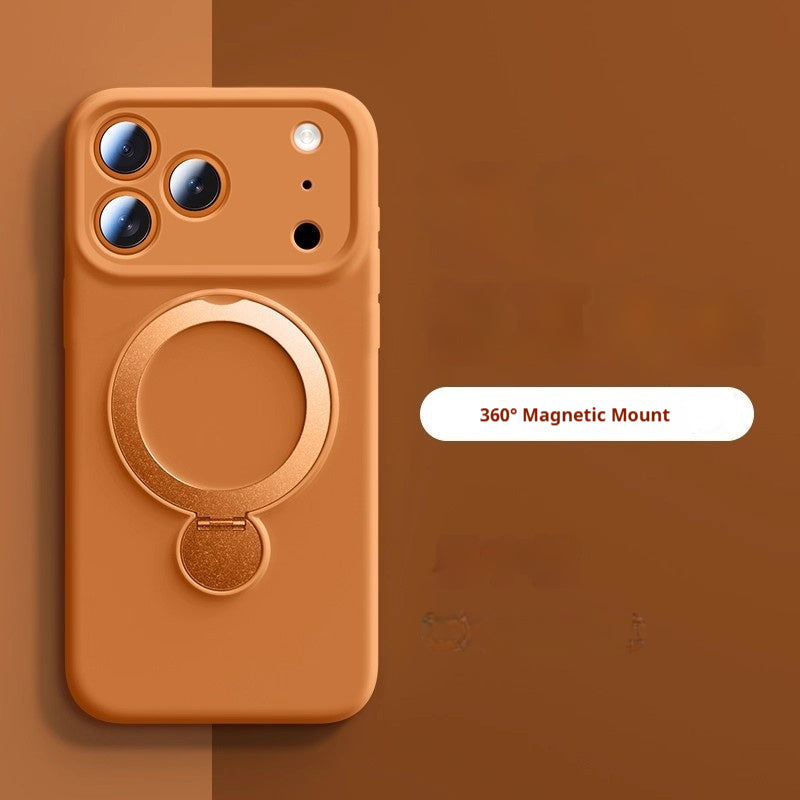Liquid silicone pivot rotating stand magnetic Apple phone case