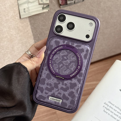 Pearl leopard print stand Apple phone case