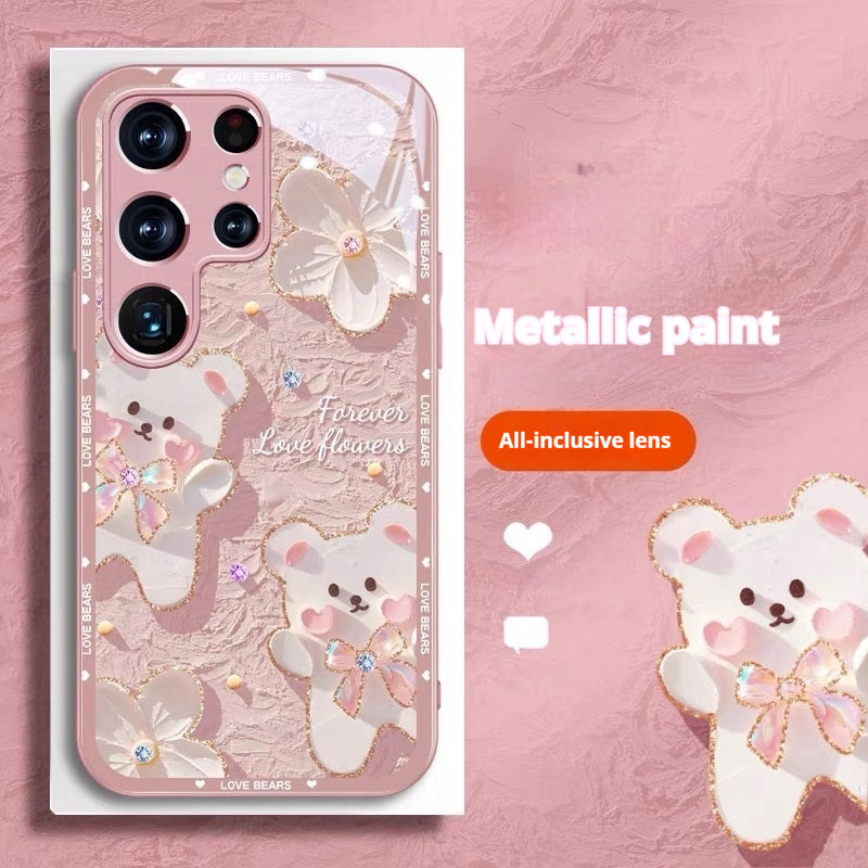 Glass oil painting bear Samsung phone case