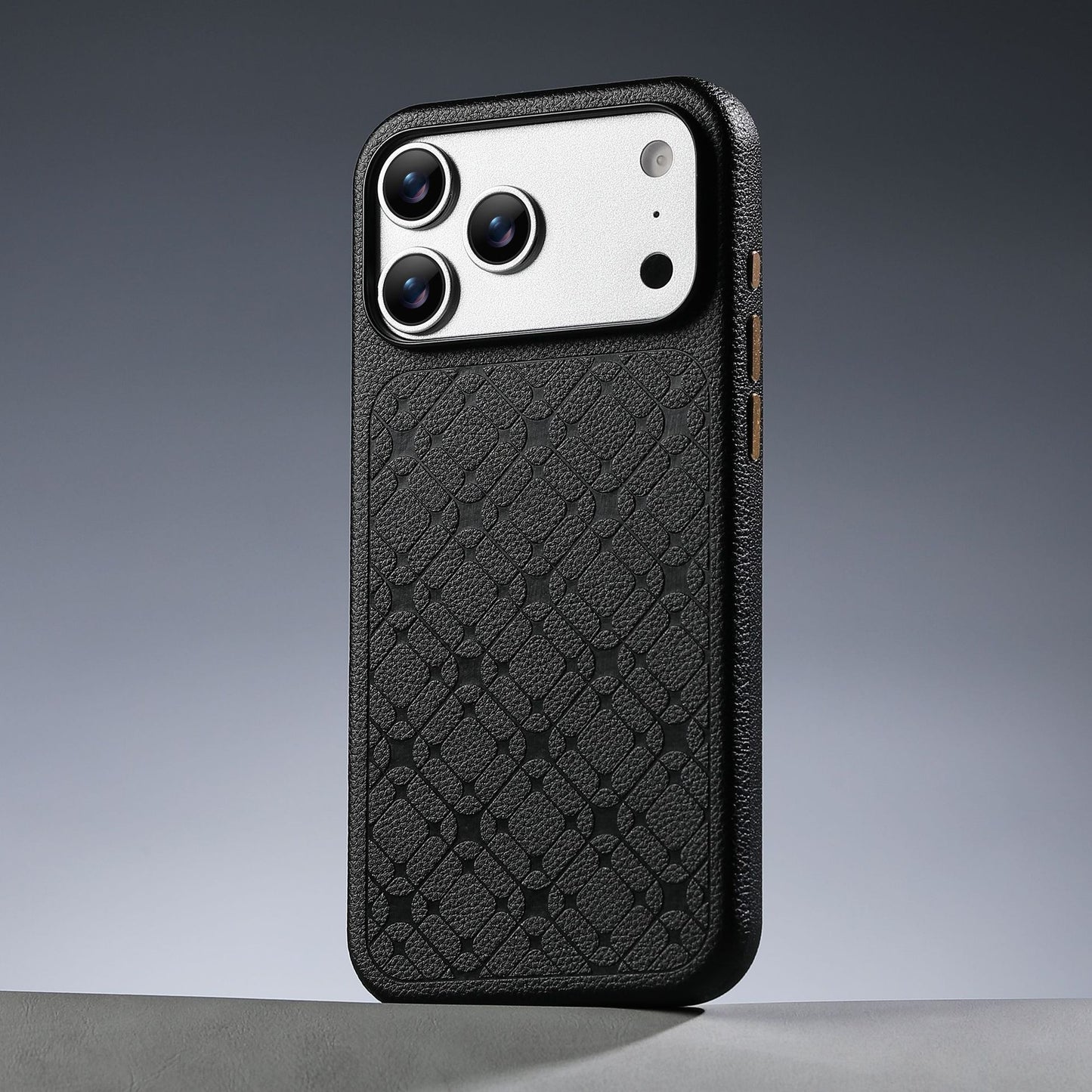 Leather Lychee Texture Starry Apple Phone Case