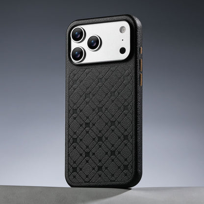 Leather Lychee Texture Starry Apple Phone Case