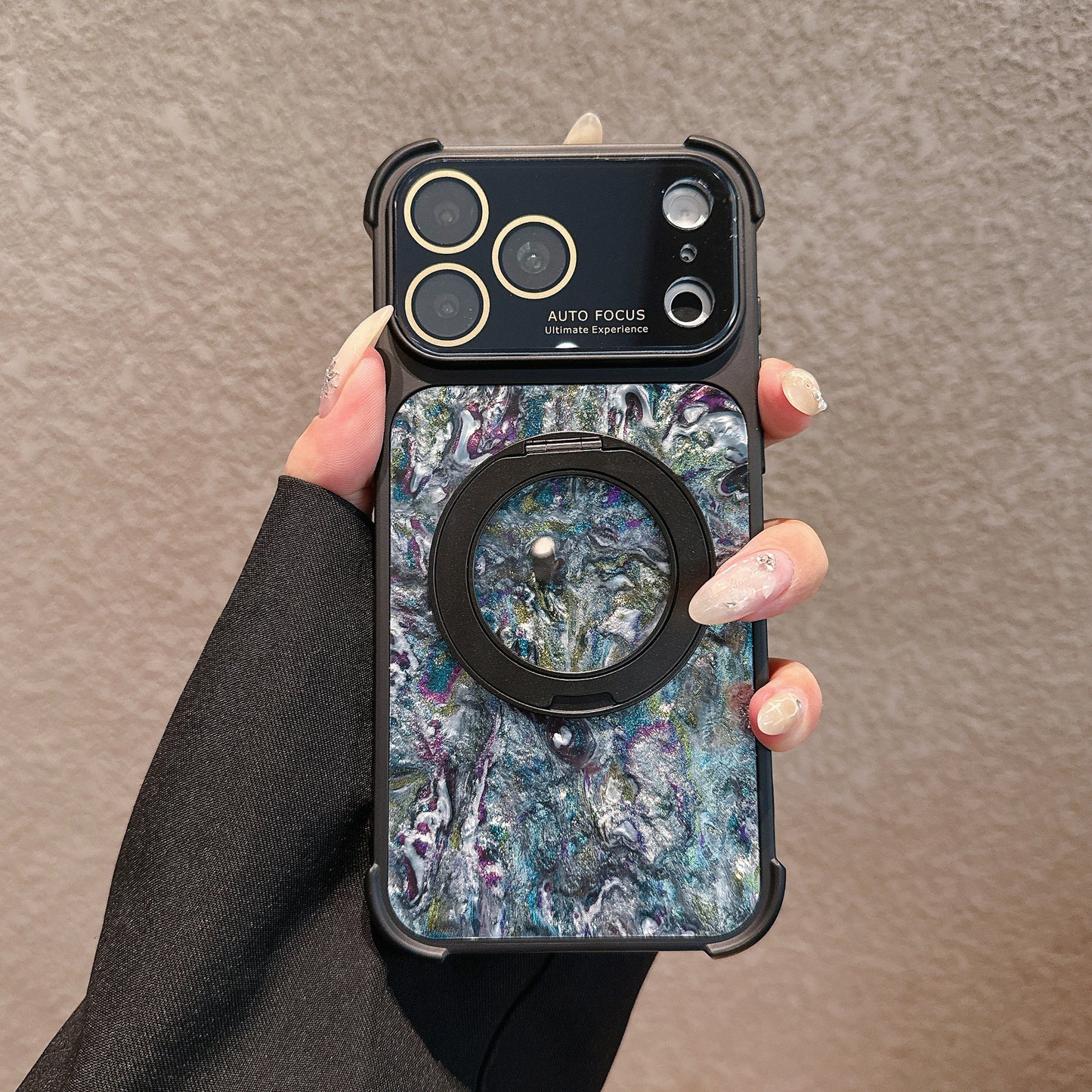 Shell-patterned rotating stand magnetic Apple phone case