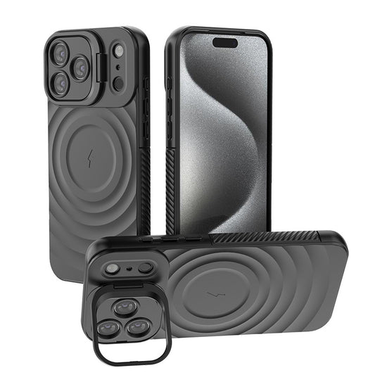 Full-coverage invisible bracket corrugated Apple phone case