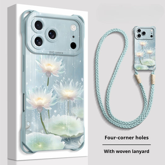 Lucky Lotus Four-Corner Lanyard Apple Phone Case