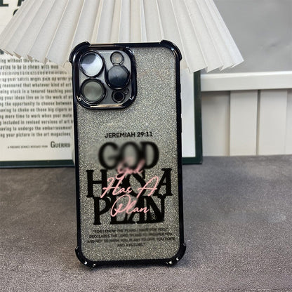 Glitter electroplated artistic text Apple phone case