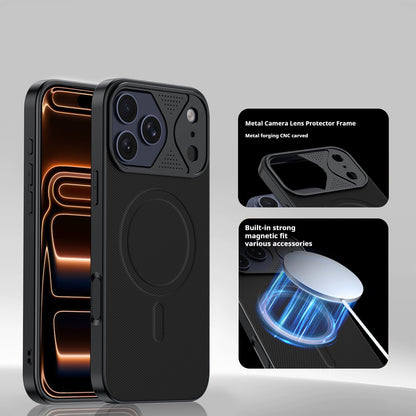 Mecha-style heat dissipation leather magnetic Apple phone case