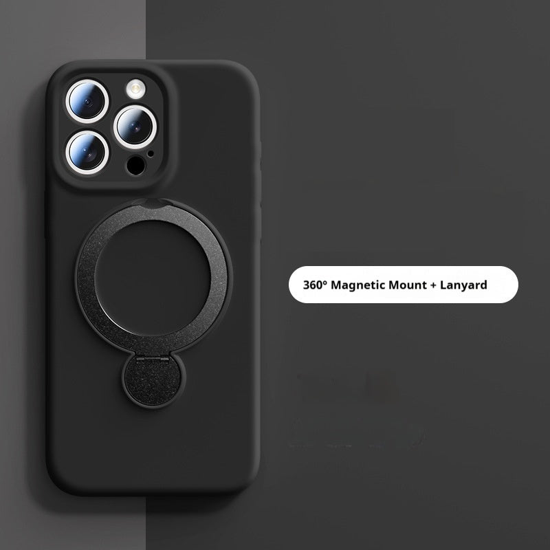 Liquid silicone pivot rotating stand magnetic Apple phone case