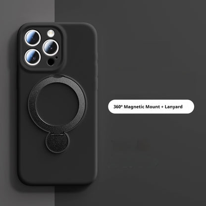 Liquid silicone pivot rotating stand magnetic Apple phone case