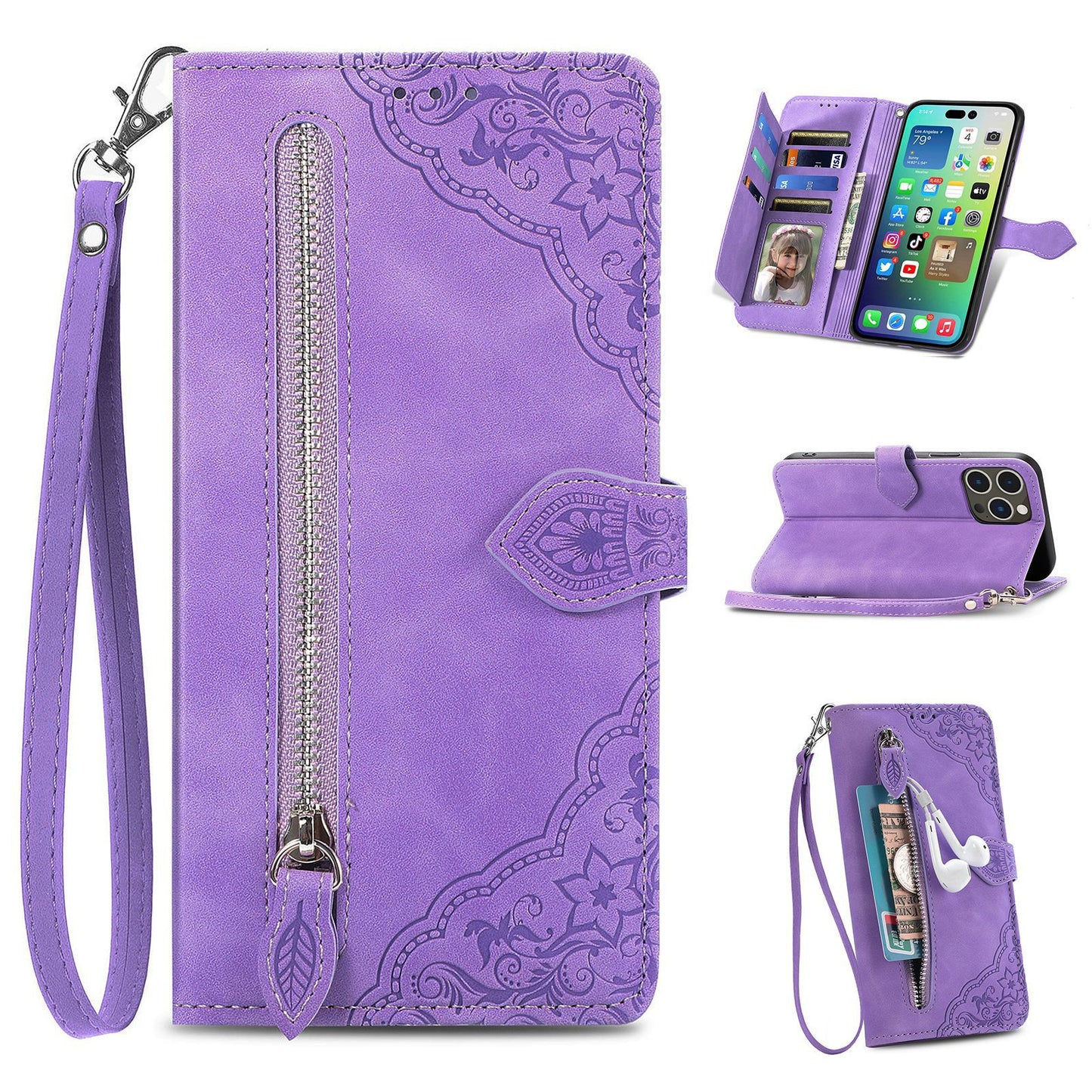 Flip-style leather Samsung phone case