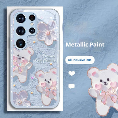 Glass oil painting bear Samsung phone case