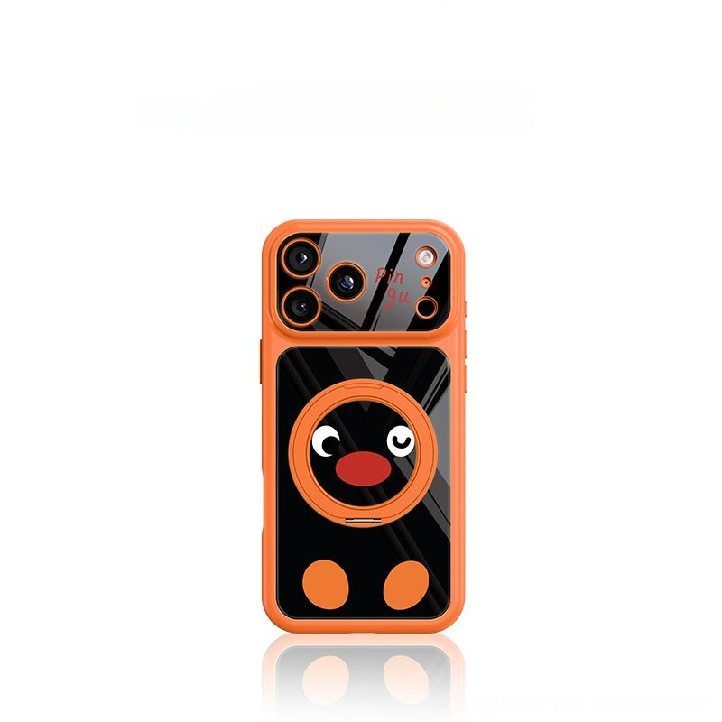 Skin-feel metallic paint stand Apple phone case