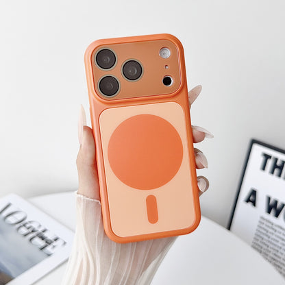 Frosted anti-drop magnetic ring large window Apple phone case