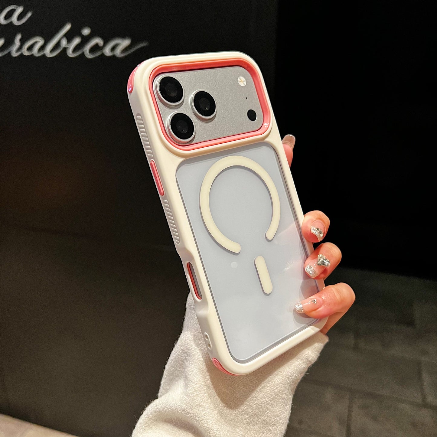 High-transparency magnetic color-blocking 3-in-1 Apple phone case