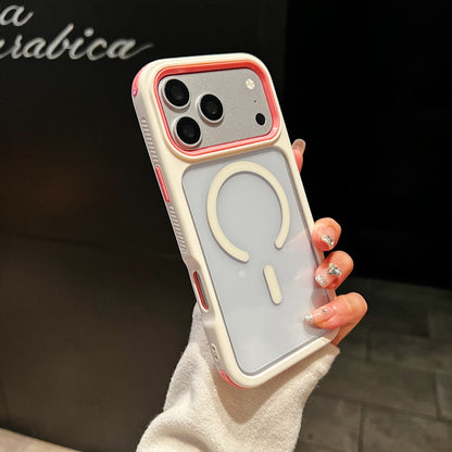High-transparency magnetic color-blocking 3-in-1 Apple phone case