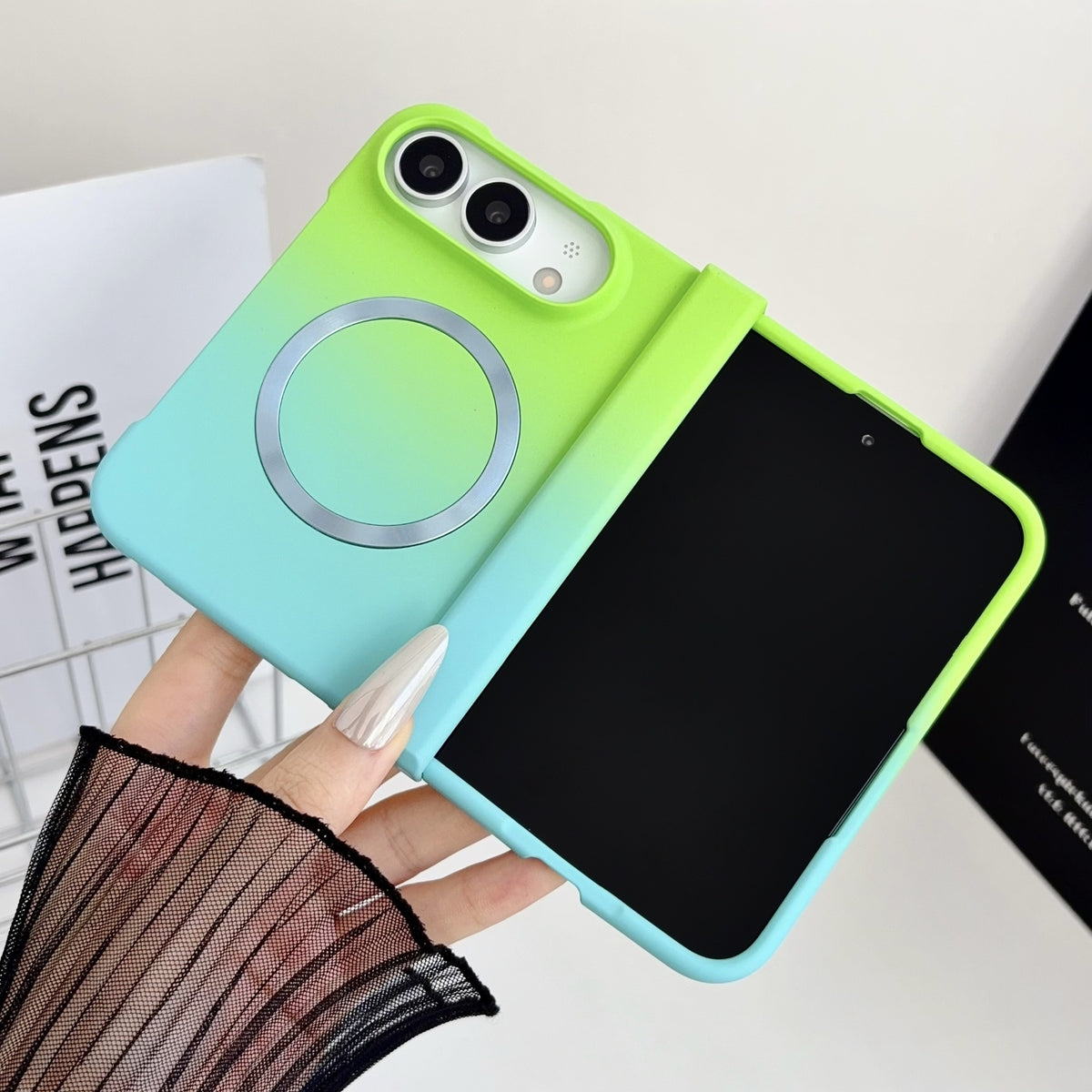 Gradient color shockproof magnetic Apple phone case