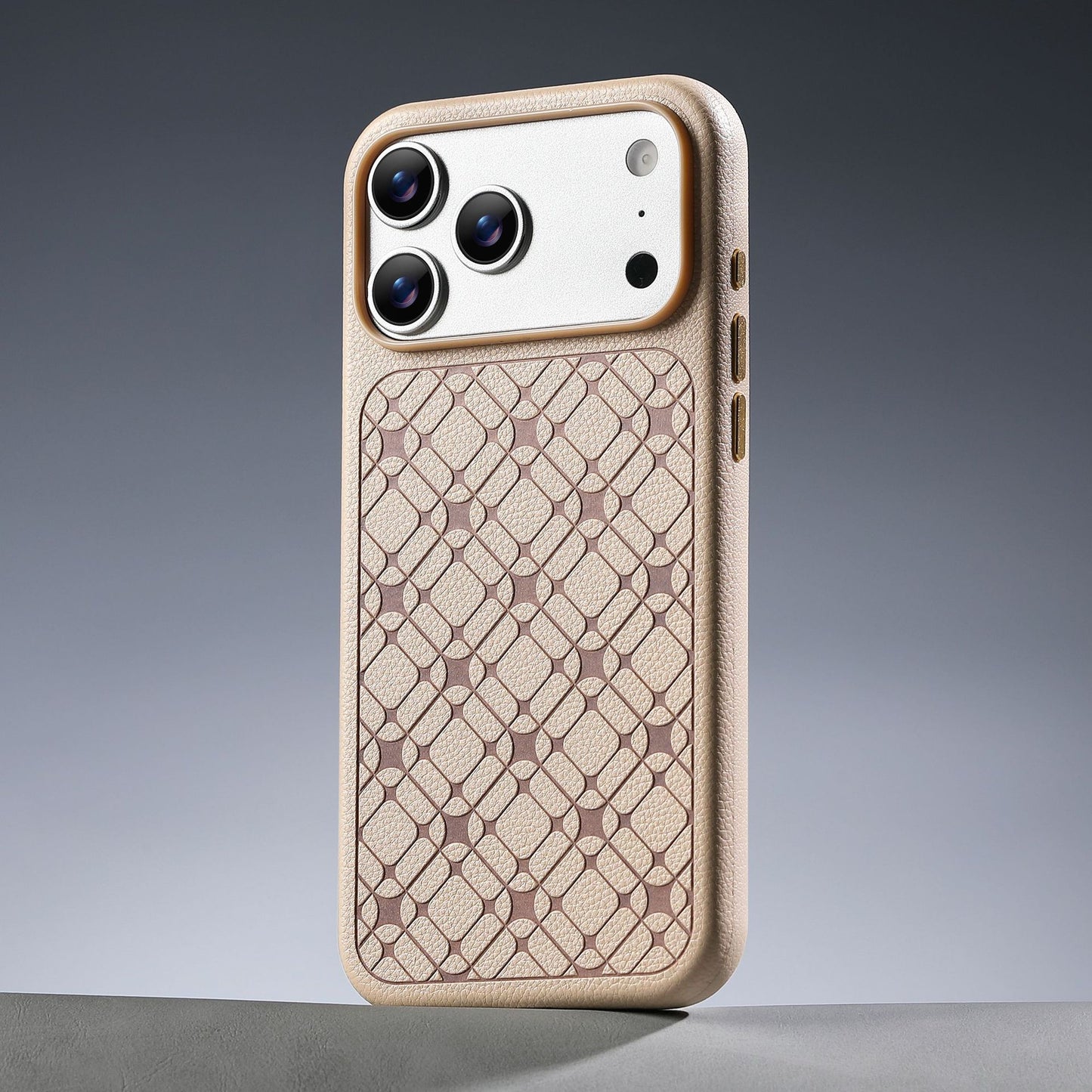 Leather Lychee Texture Starry Apple Phone Case